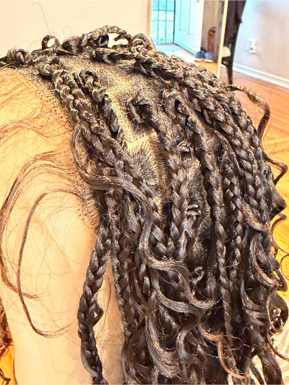 Synthetic Natural Black to Brown Ombre Braided Curly Wig Full Lace Cap #214 - Picture 11 of 16